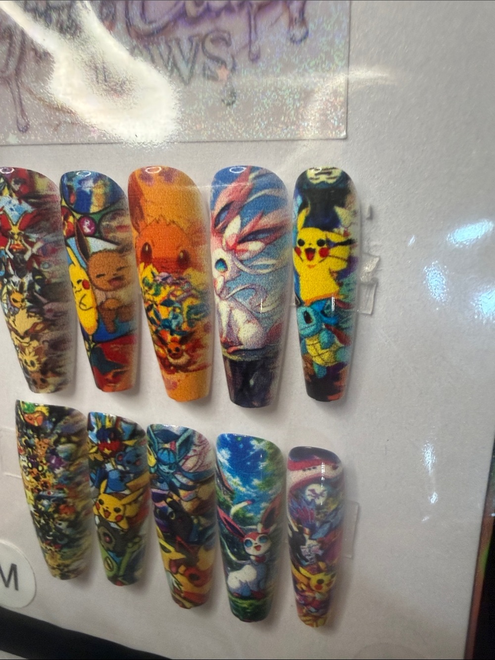 Pokemon Press-On Nails - Yellow, Blue, Orange, Black, Green, Red, Purple - Picture 3 of 5